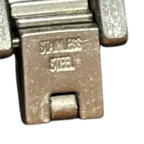 Stainless Steel Silver Link DAD Bracelet with CZ's 8.5" Long/  .5" Wide Bracelet - Picture 9 of 11